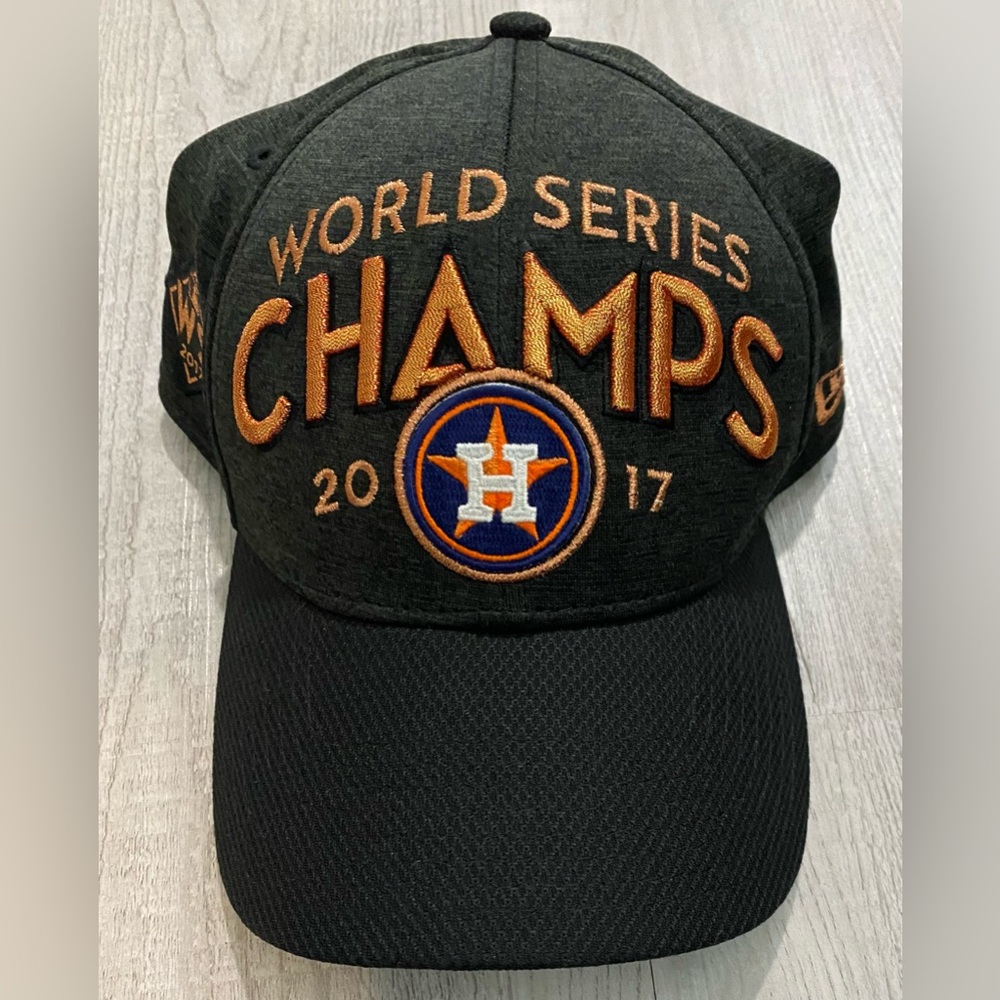 New Era 39Thirty Houston Astros Graphite 2017 World Series Champions Hat Cap.